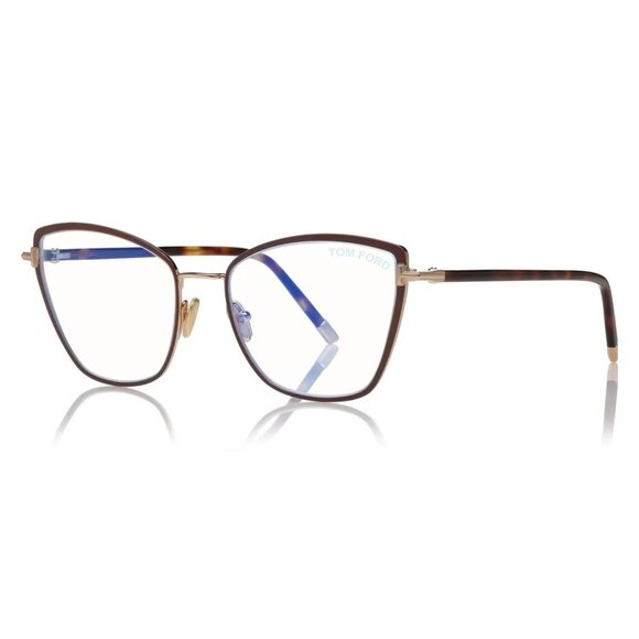 NEW TOM FORD FT5740-B/S 048 EYEGLASSES TF5740-B 048 BROWN WOMEN CAT EYE EYEWEAR - Picture 1 of 3